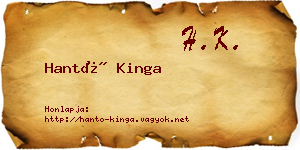 Hantó Kinga névjegykártya